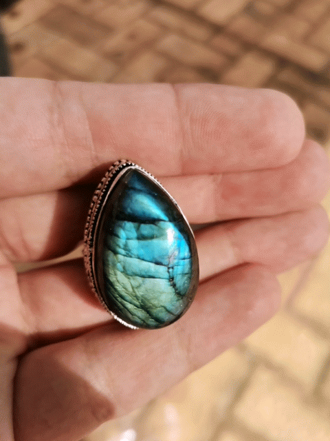 Sterling Silver labradorite ring. Size 7.5