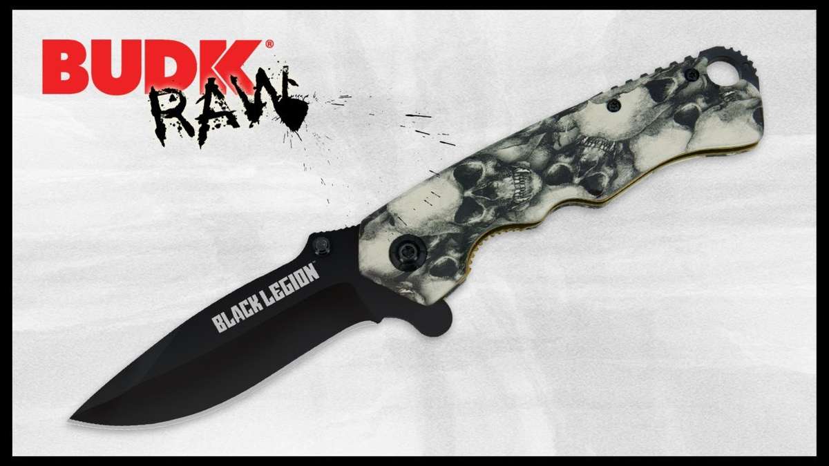 Stride Knives- Folding Knife Grey Skulls