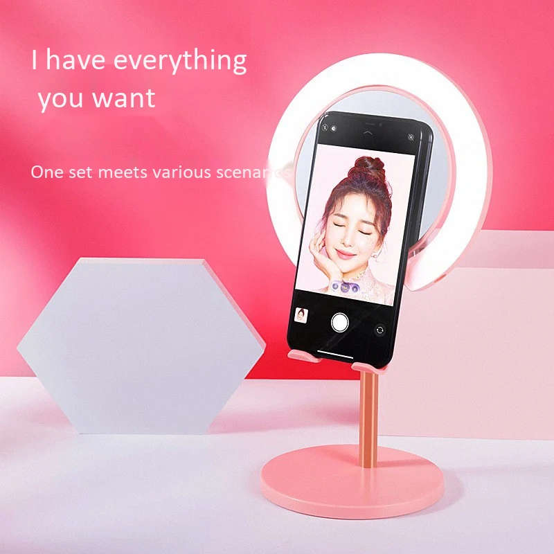 Selfie Ring Light With Desk Stand & Make Up Mirror