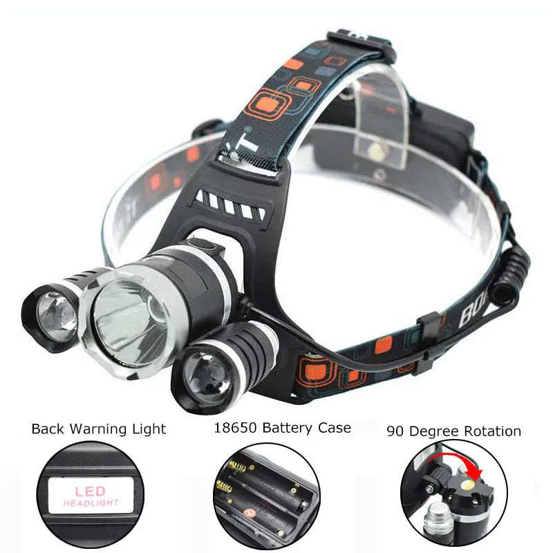 Stock from 6//High Headlamp 3X Cree T6 Boruit RJ-3000