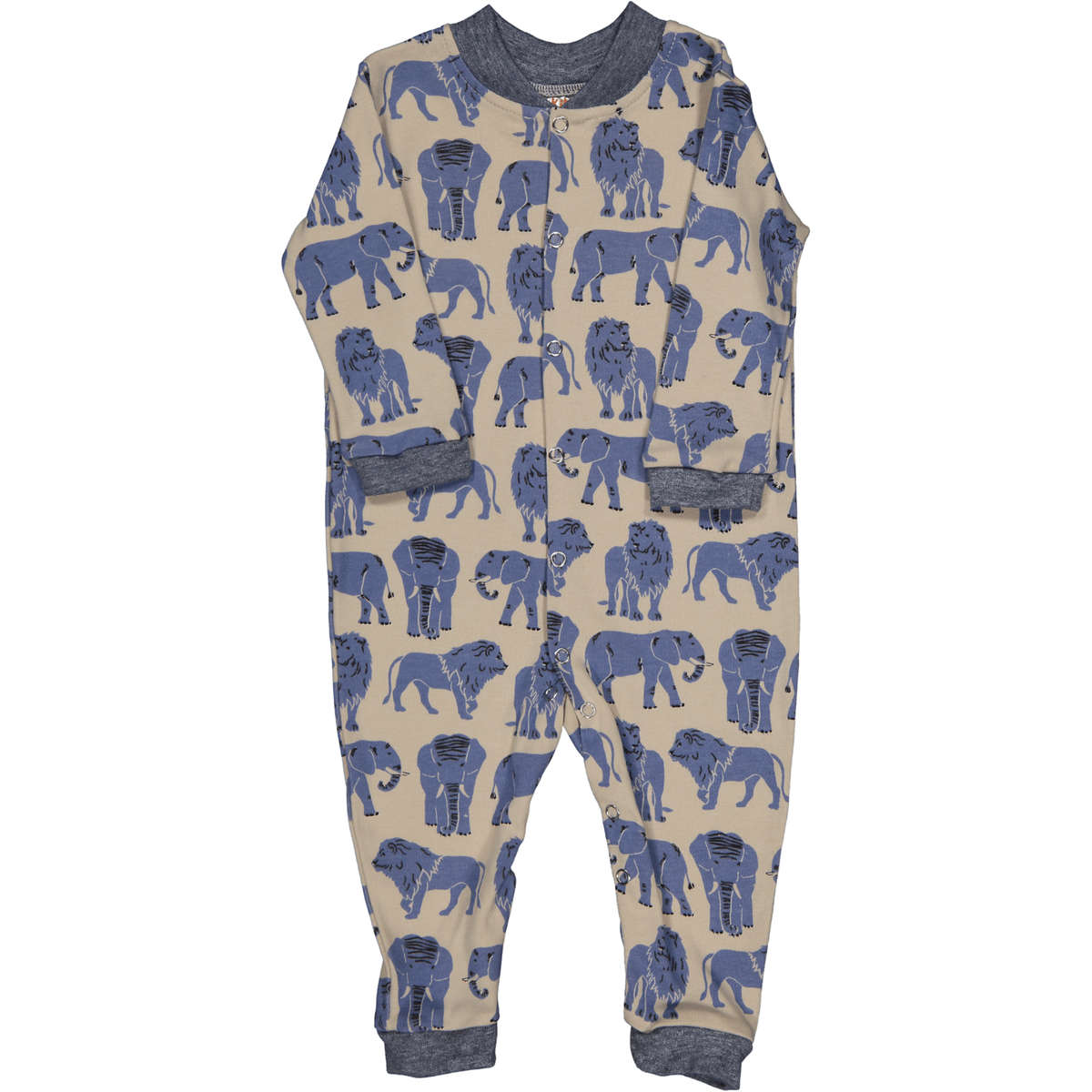 Blue Animal Printed Boys Long Sleeve Baby Grower - 6/12