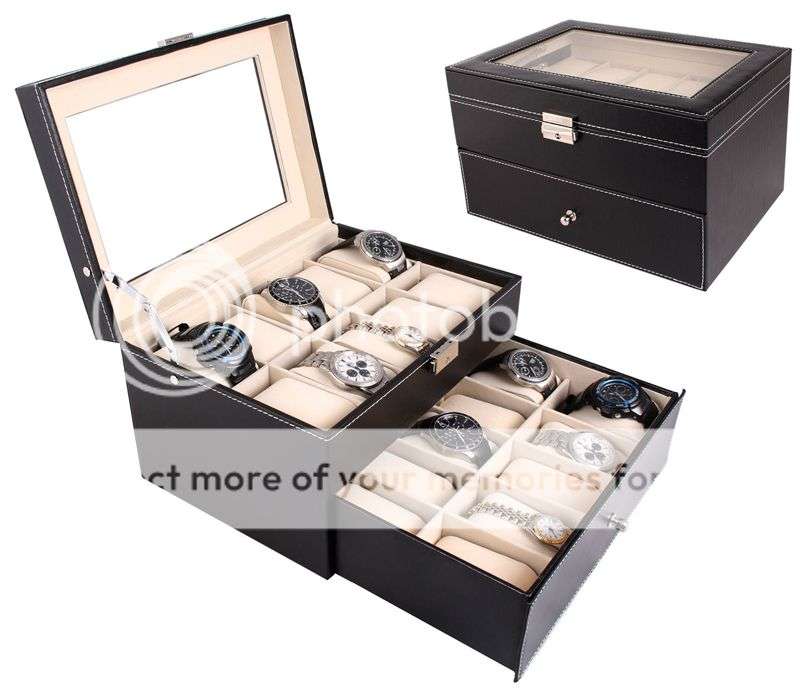 *LOCAL STOCK* Luxury XL 20 Grid PU Leather Watch Display Collection Case Jewelry Storage Organizer