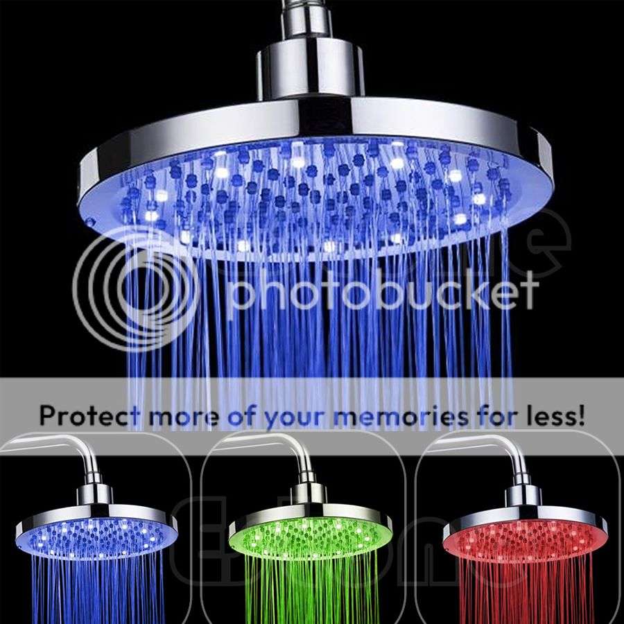 *LOCAL STOCK* 8" Temperature Sensitive Stainless Steel Round Bathroom Shower Head RGB LED Light
