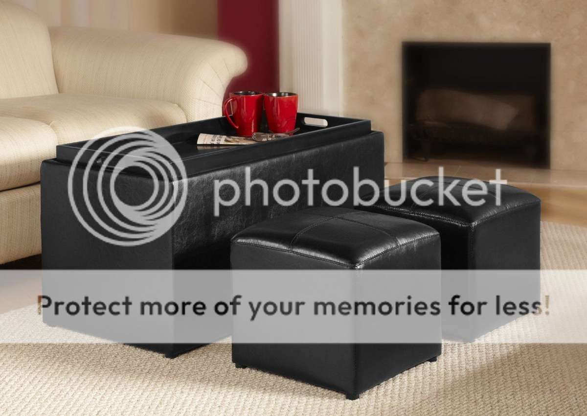 Hazlo 3 Piece PU Leather Ottoman Set