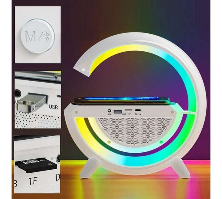 Wireless Charger Multifunction Rainbow LED Light Bluetooth Speaker
