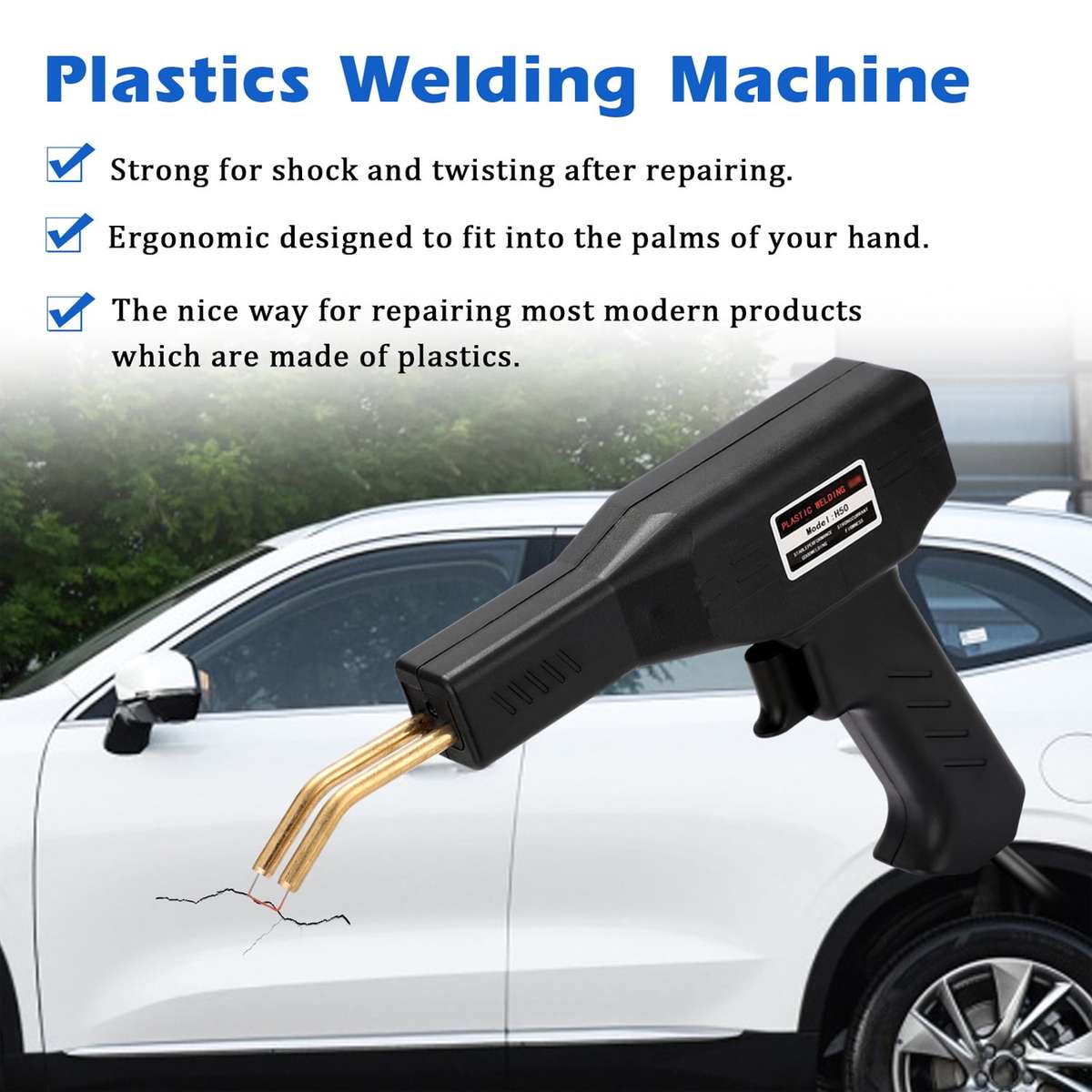 Plastic Welding Gun H50 Bumper Repair Kit Bodywork Fender Includes 200 Staples, Cutter, Knife & Case