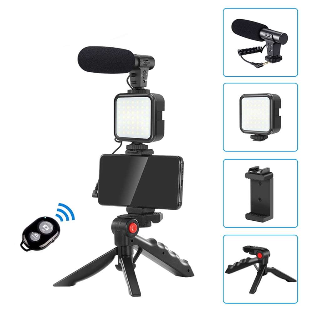 Vlogging Kit for Video Making, Mic, Mini Tripod Stand, LED Light plus Remote ( Youtube or TikTok )