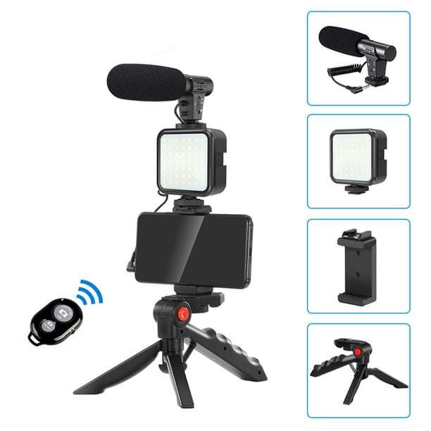 Vlogging Kit with Tripod LED Video Light & Phone Holder plus Microphone & Remote [TIKTOK YOUTUBE]
