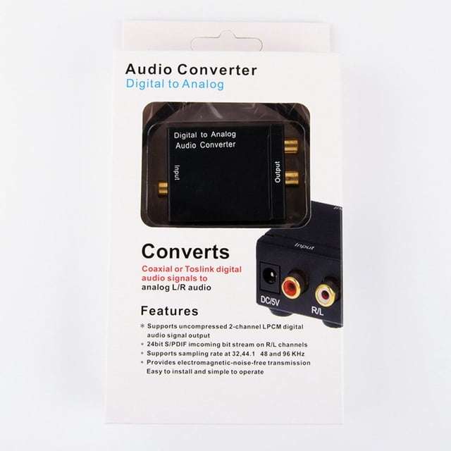 Digital to Analog Audio Converter - Optical to RCA Adapter for Stereo Sound