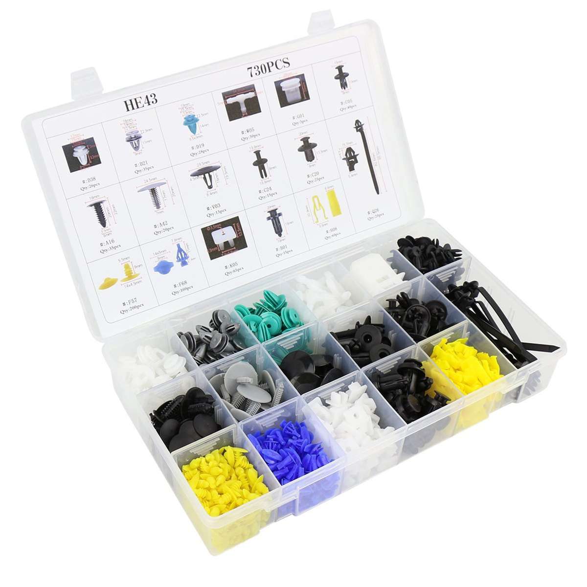 730Pcs Plastic Car Body Push Pin Rivet Fasteners Trim Moulding Clip Assortments