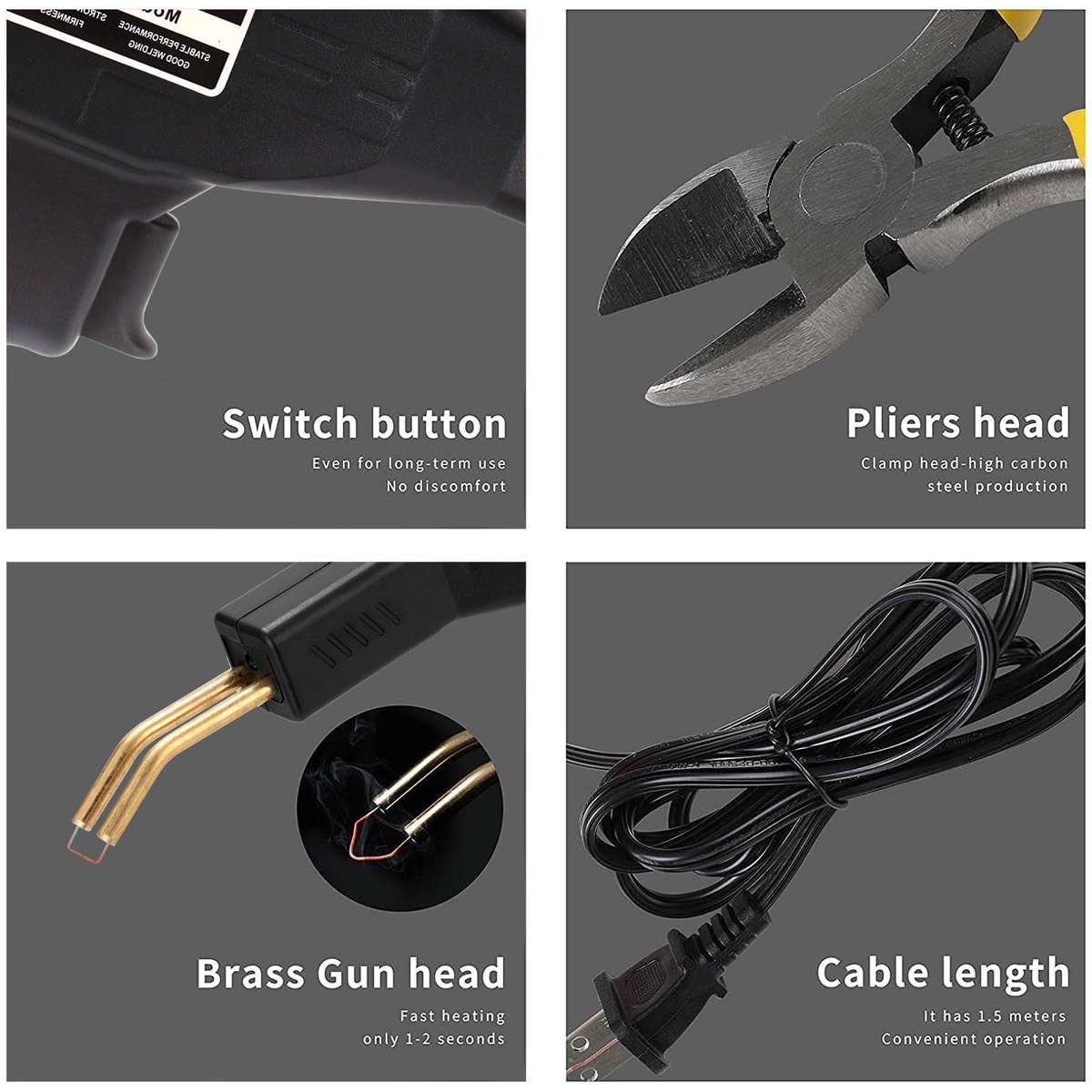 Plastic Welding Gun H50 Bumper Repair Kit Bodywork Fender Includes 200 Staples, Cutter, Knife & Case