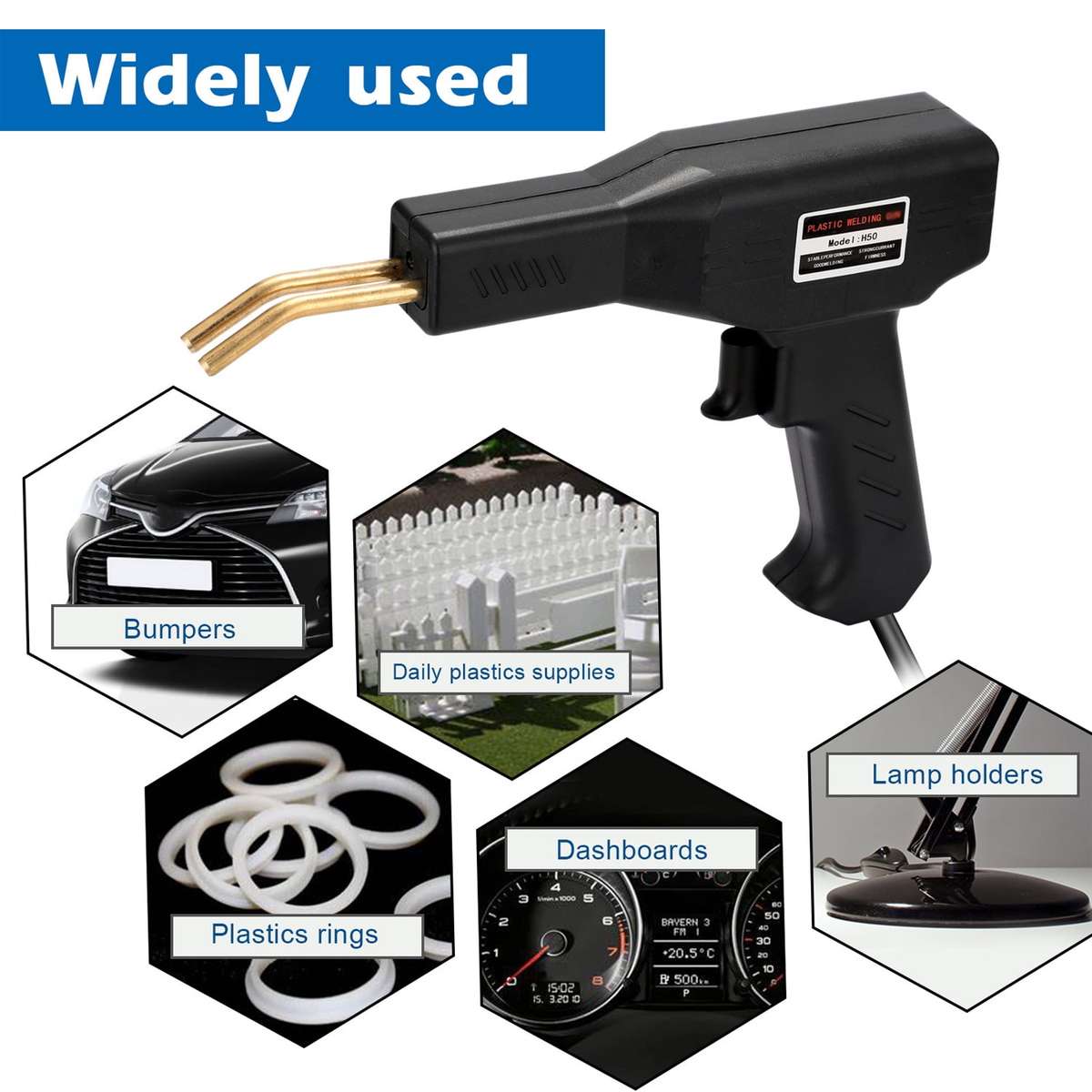 Plastic Welding Gun H50 Bumper Repair Kit Bodywork Fender Includes 200 Staples, Cutter, Knife & Case