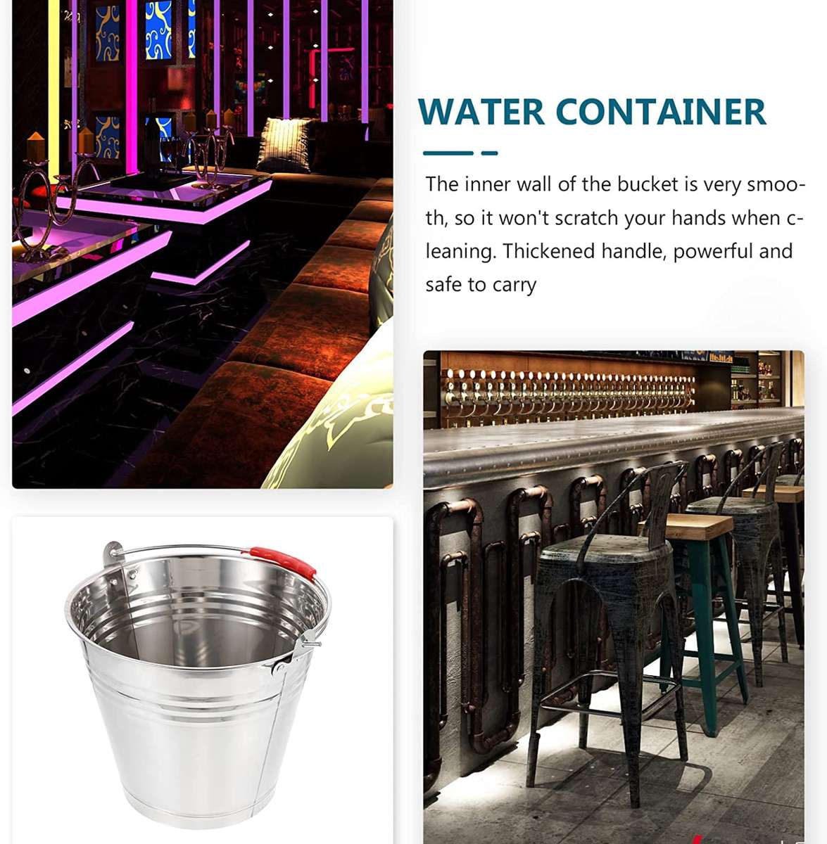 10L  Stainless Steel Ice Bucket with handle