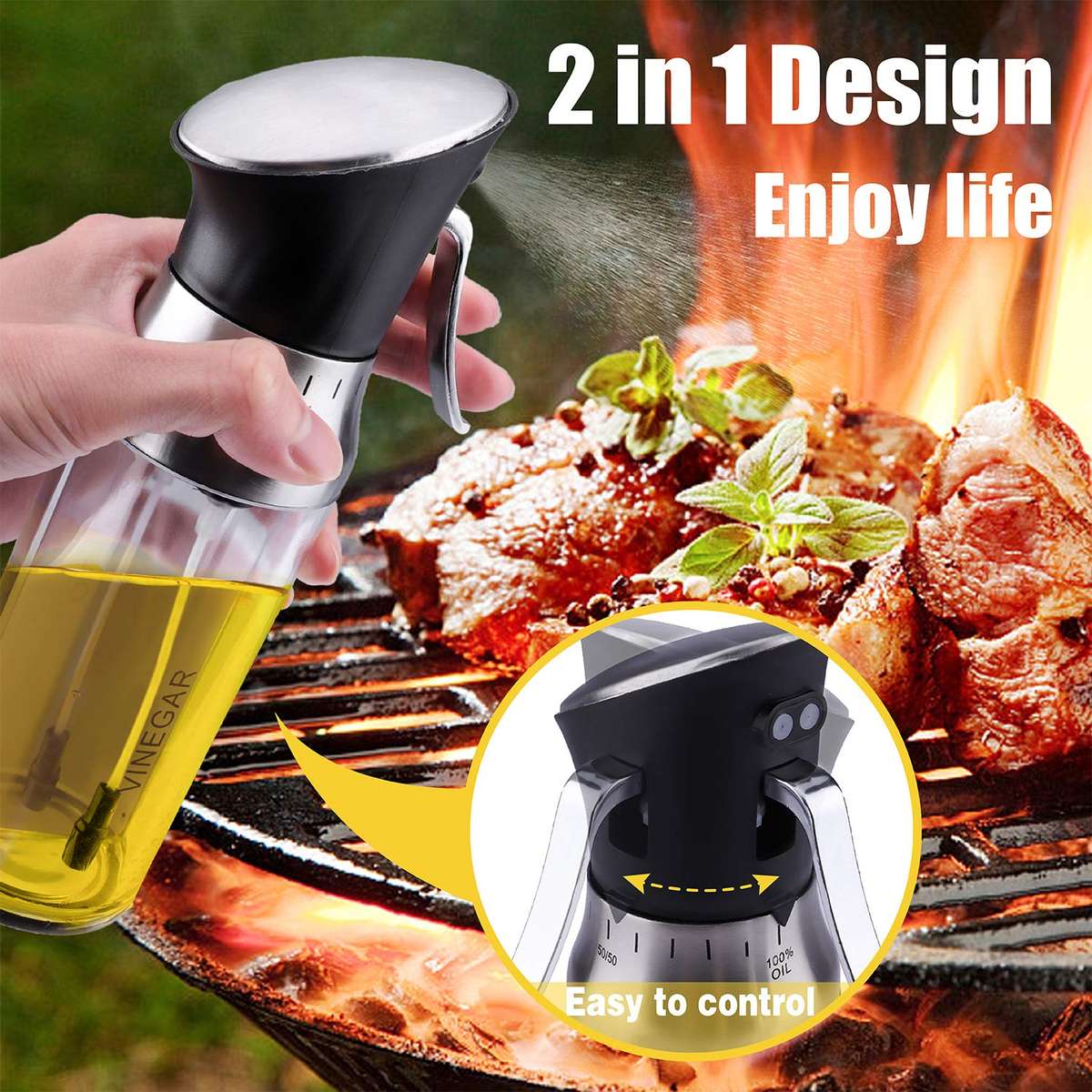 2-in-1 Olive Oil & Vinegar Spray Bottle