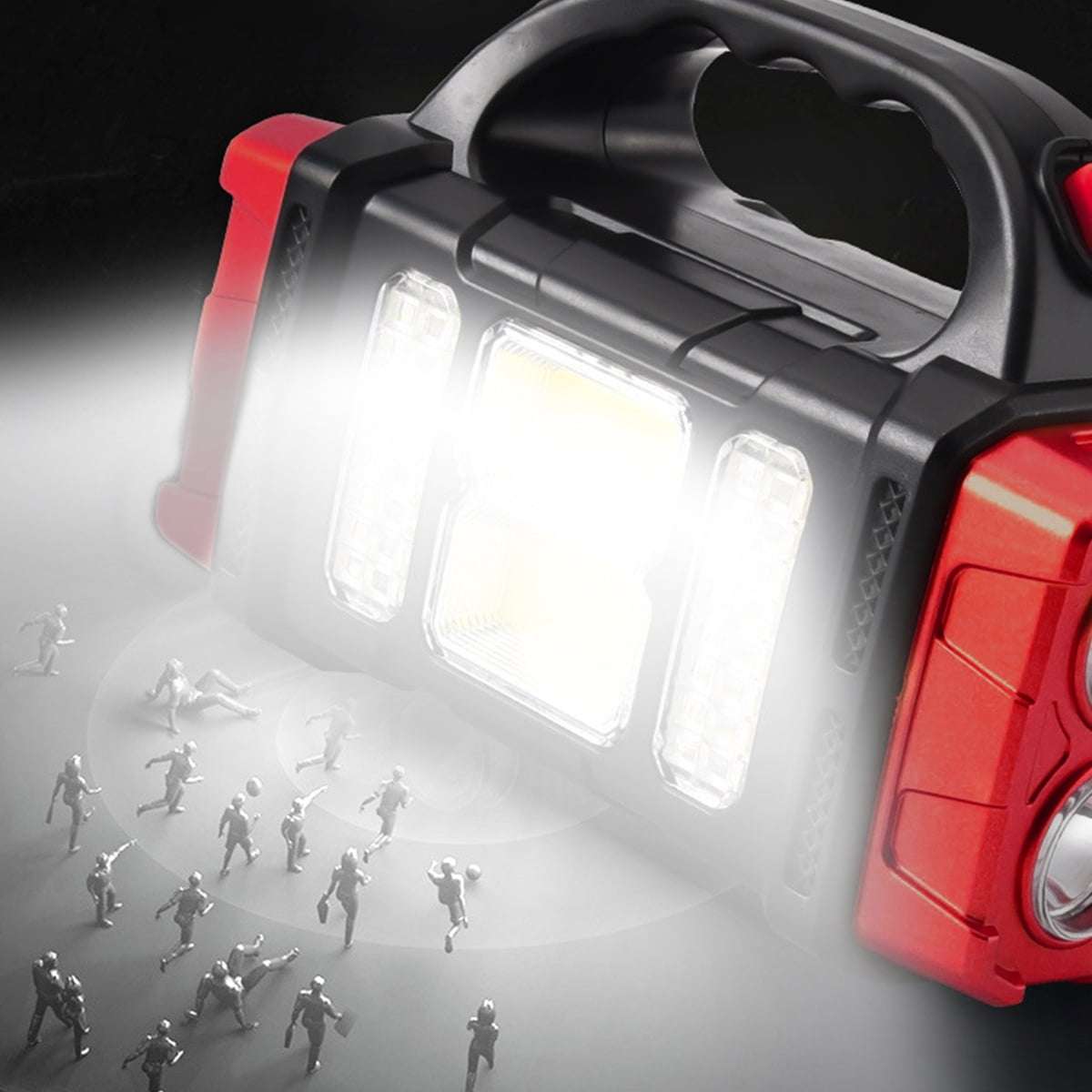 4 Front LED + 4 Rear LED + 32 Side LED + COB Lithium Battery Solar Rechargeable Multifunction Light