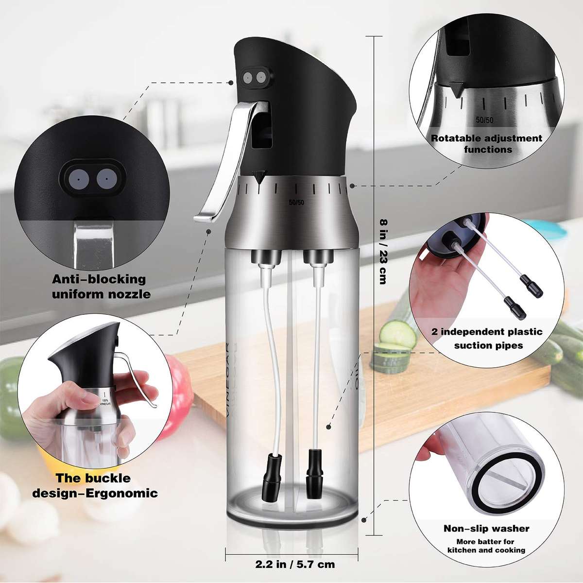 2-in-1 Olive Oil & Vinegar Spray Bottle