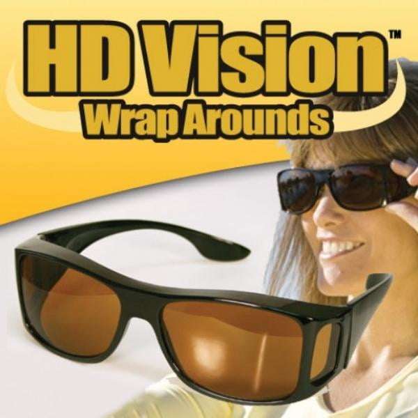 HD Vision Wrap Around 2 x Glasses [ Set of Brown & Black ] [ Antiglare / Night Vision ] Fits Over