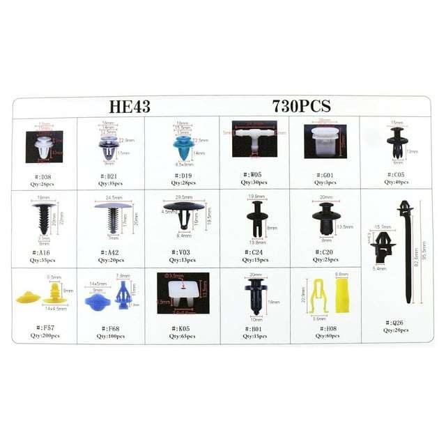 730Pcs Plastic Car Body Push Pin Rivet Fasteners Trim Moulding Clip Assortments