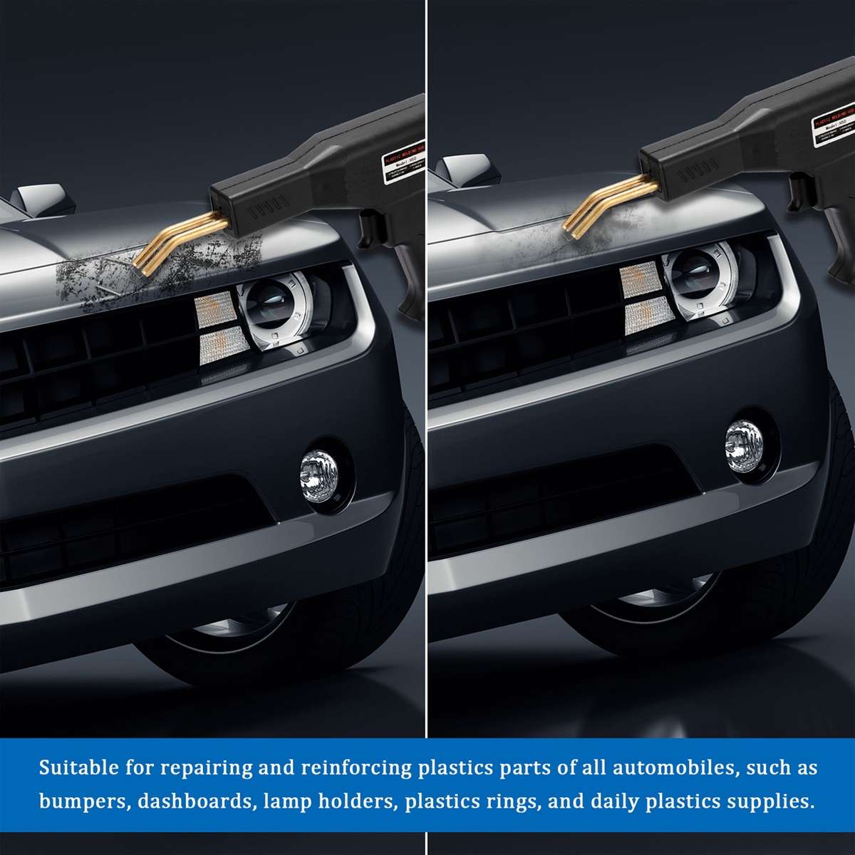 Plastic Welding Gun H50 Bumper Repair Kit Bodywork Fender Includes 200 Staples, Cutter, Knife & Case