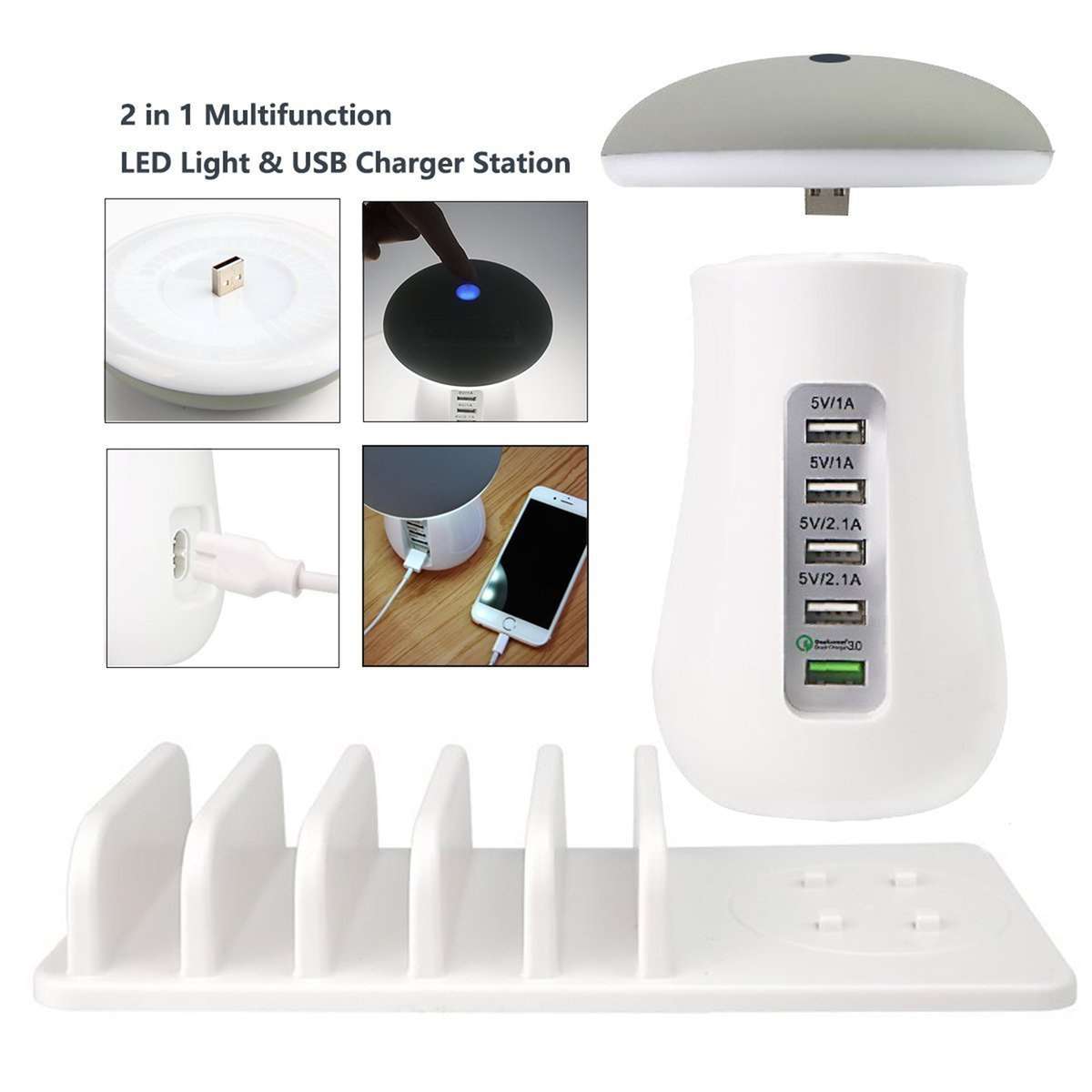 5 USB-Ports Wall Quick Charger With Qualcomm Quick Charge 3.0 Technology