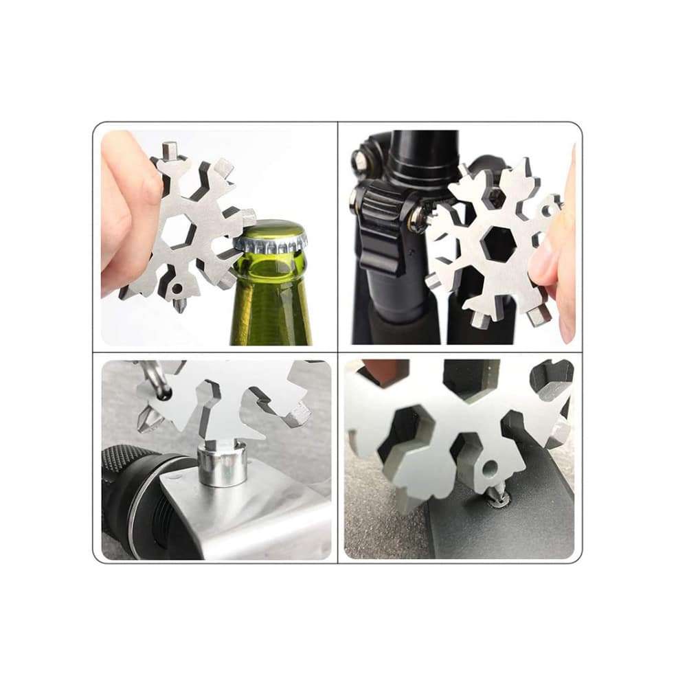 18-in-1 Snowflake Portable Multi-tool Screwdriver & Wrench (silver)