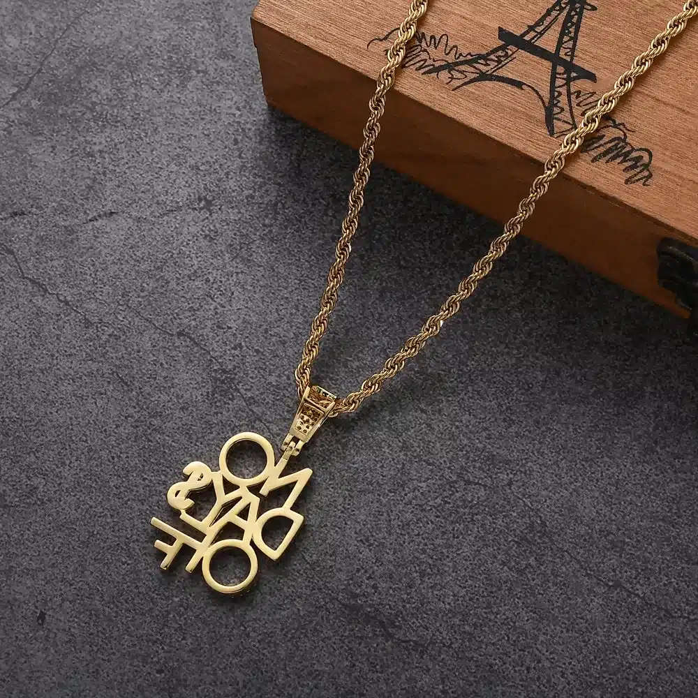 No Day$ Off Hustler Iced CZ Diamond Pendant with Chain (gold)