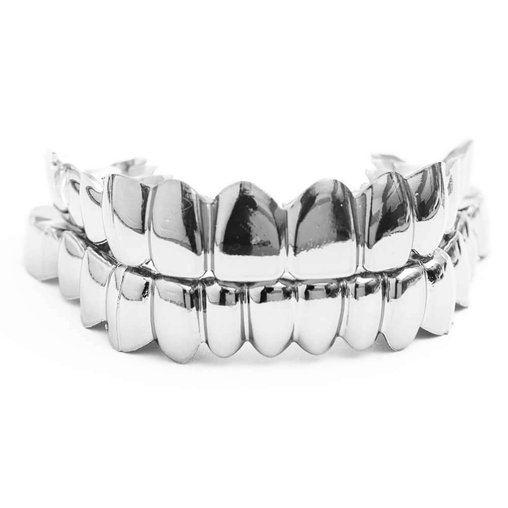 SowSmile Silicon Silver Teeth Grillz Veneers  (upper & lower set)