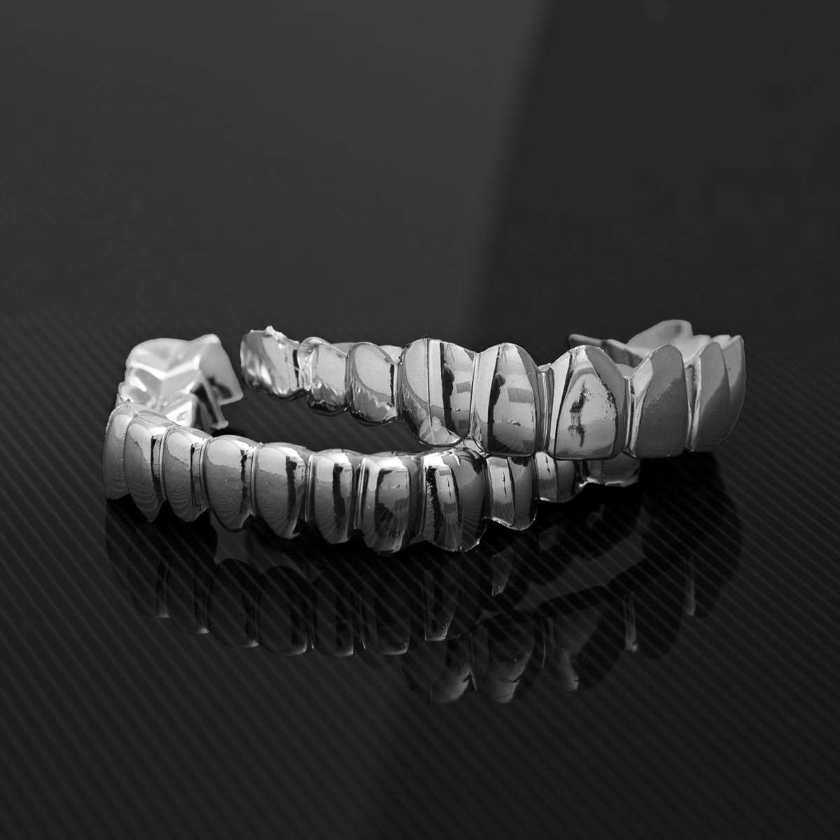 SowSmile Silicon Silver Teeth Grillz Veneers  (upper & lower set)
