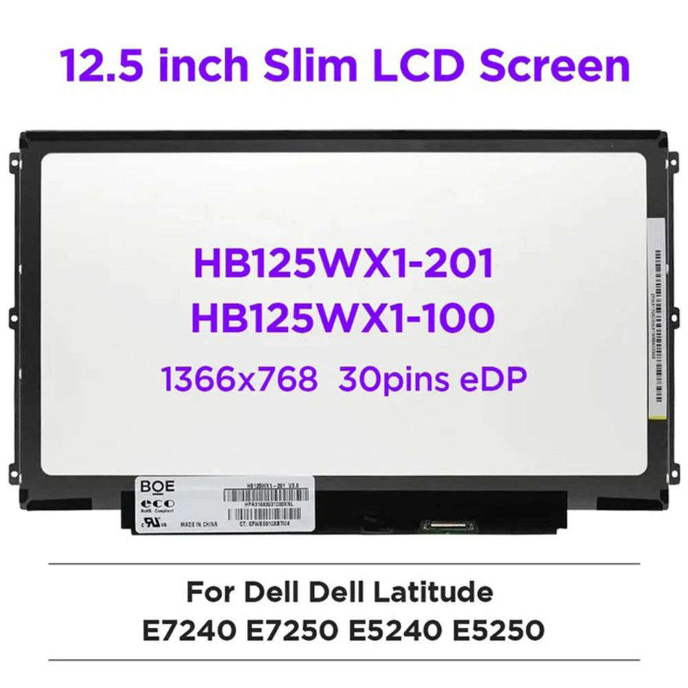 Laptop replacement Screen for HP EliteBook 820 G1 G2 Dell Latitude E7240 E7250 HB125WX1-100 HB125...