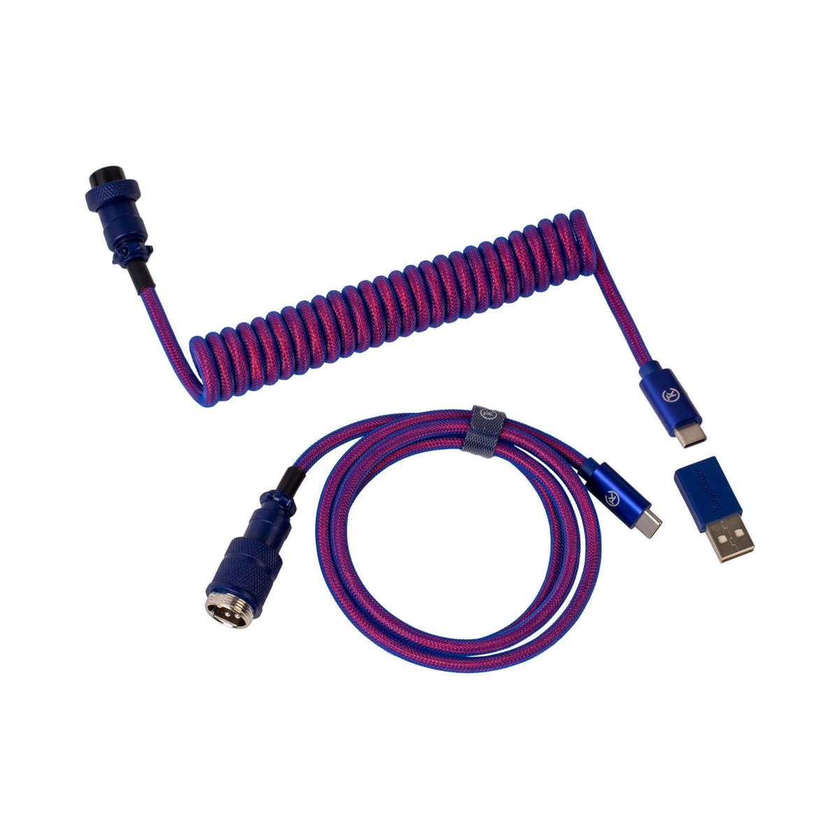Keychron Premium Coiled Aviator USB Cable | Type-C + USB-A Adapter | Detachable Aviator Connector...