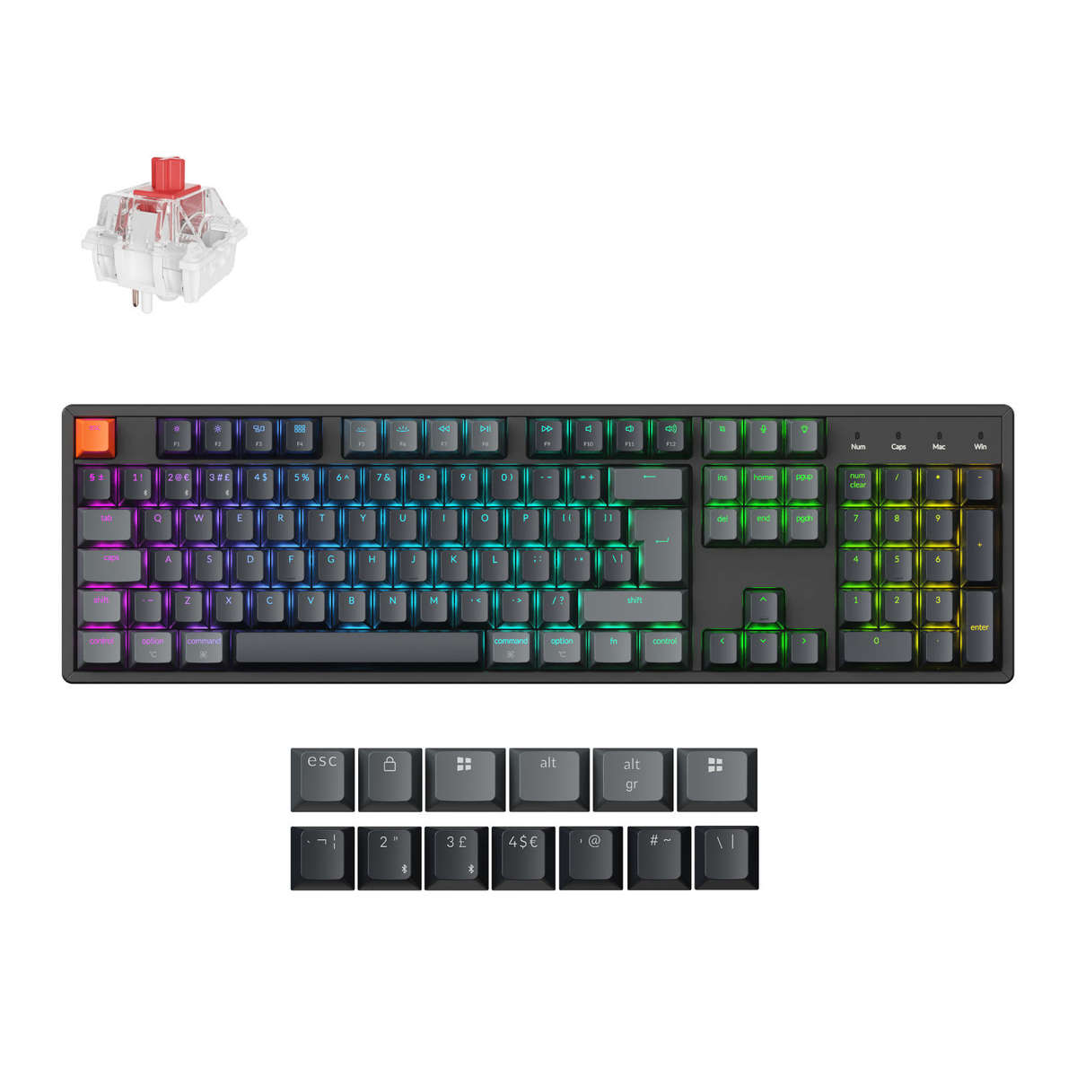Keychron K10 QMK Full-size RGB Wireless Custom Mechanical Keyboard V.2 (Super RED Switch)  Black