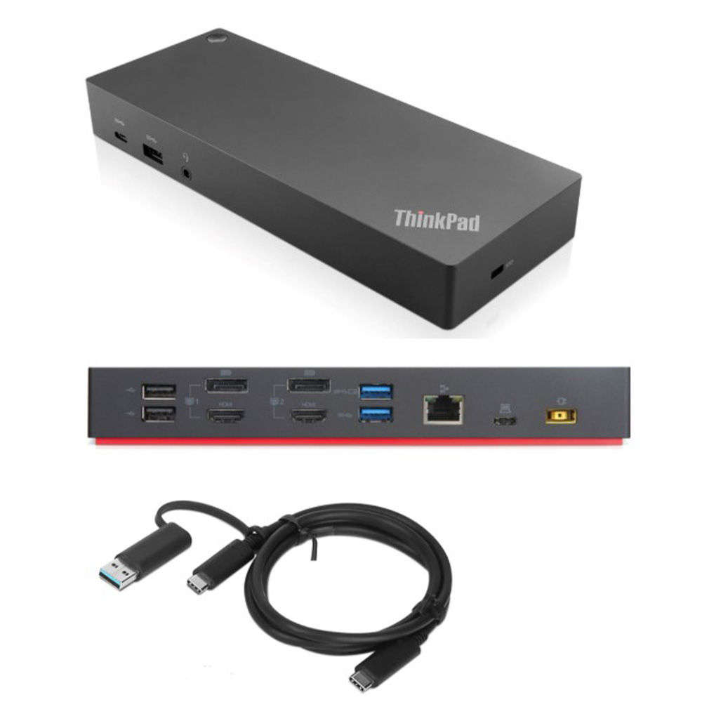 ThinkPad 40AF0135SA Hybrid USB-C with USB-A Adapter Docking Station Preowned for Lenovo Laptops D...