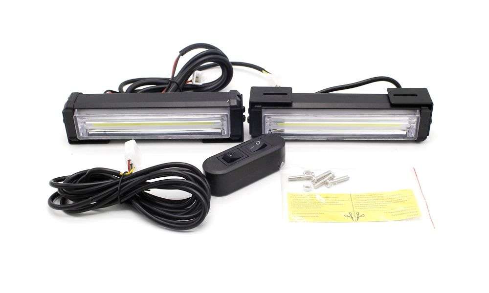 White COB LED Strobe Flash Warning Car Light Bar.