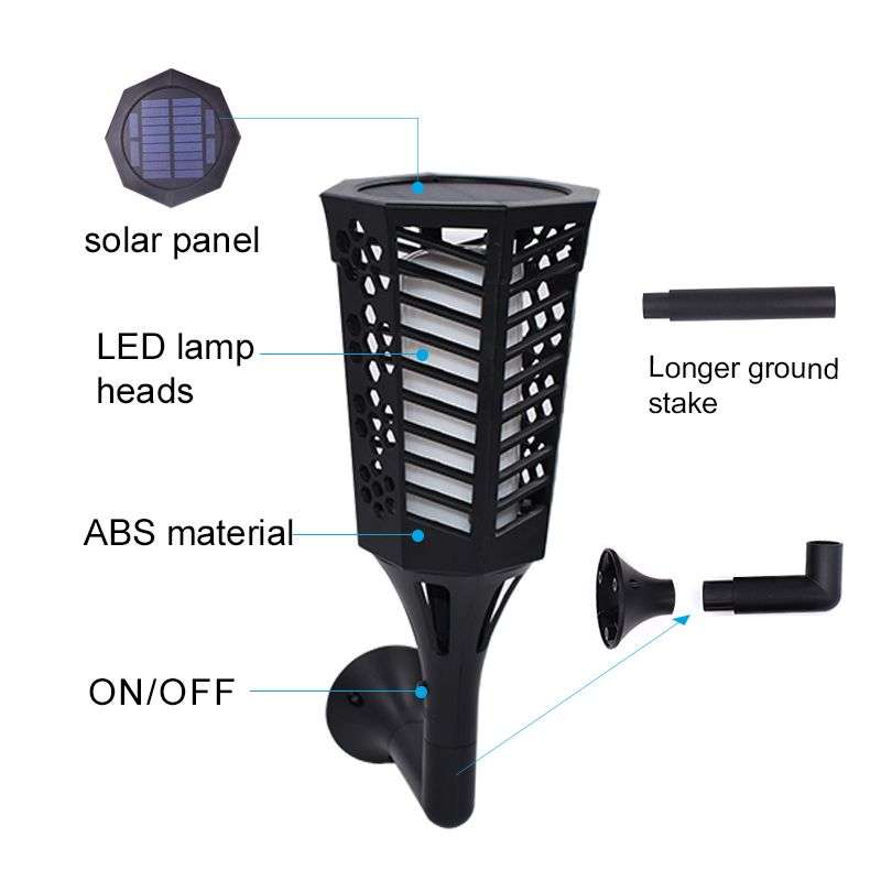 LED Solar Flame Flickering Lawn Lamp Plum Torch Light