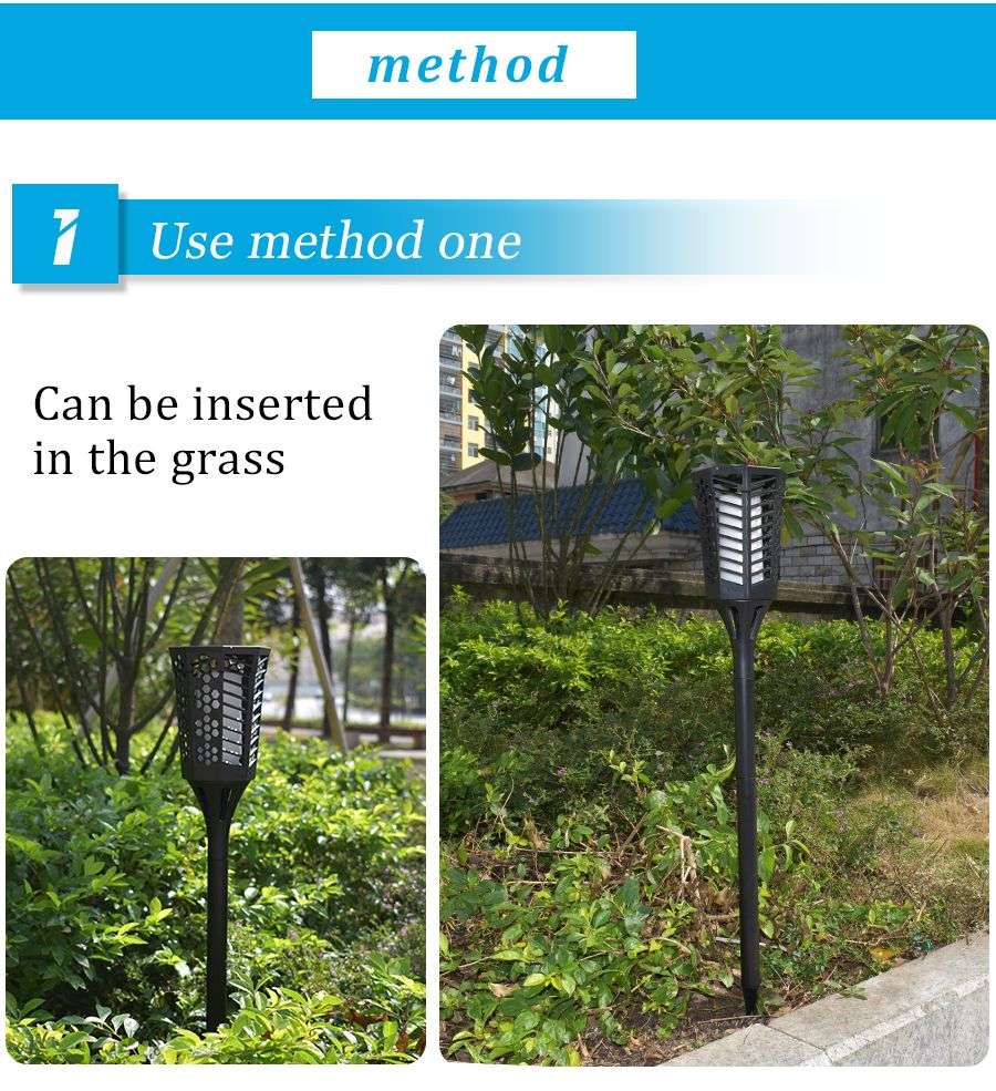 LED Solar Flame Flickering Lawn Lamp Plum Torch Light