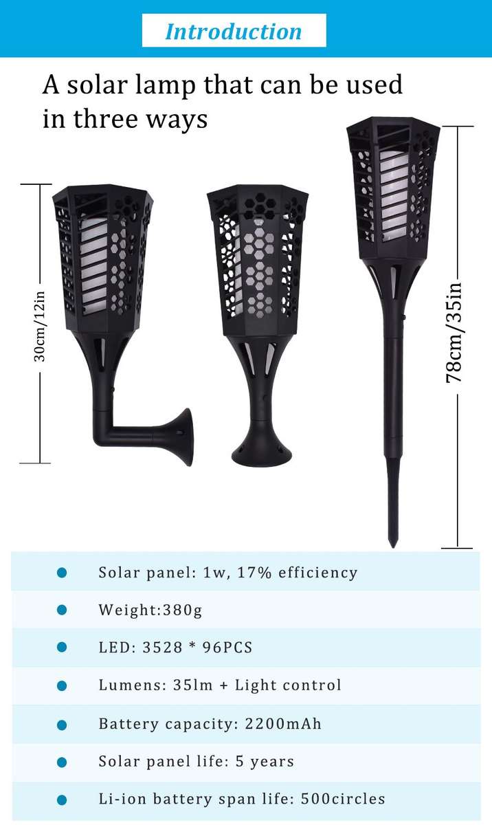 LED Solar Flame Flickering Lawn Lamp Plum Torch Light