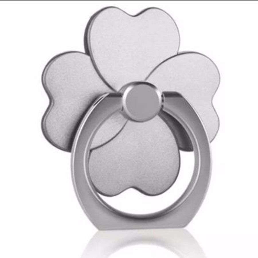 Clover 360 Degree Mobile Finger Ring Holder Mobile Phone Stand - SILVER
