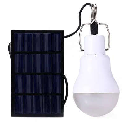 2 x Solar Light Bulb with Solar Panel & Hook