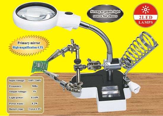 Auxiliary Clamp Magnifier With Switchable Cold Warm Light LED