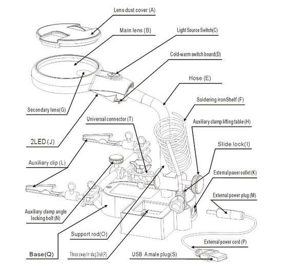 Auxiliary Clamp Magnifier With Switchable Cold Warm Light LED