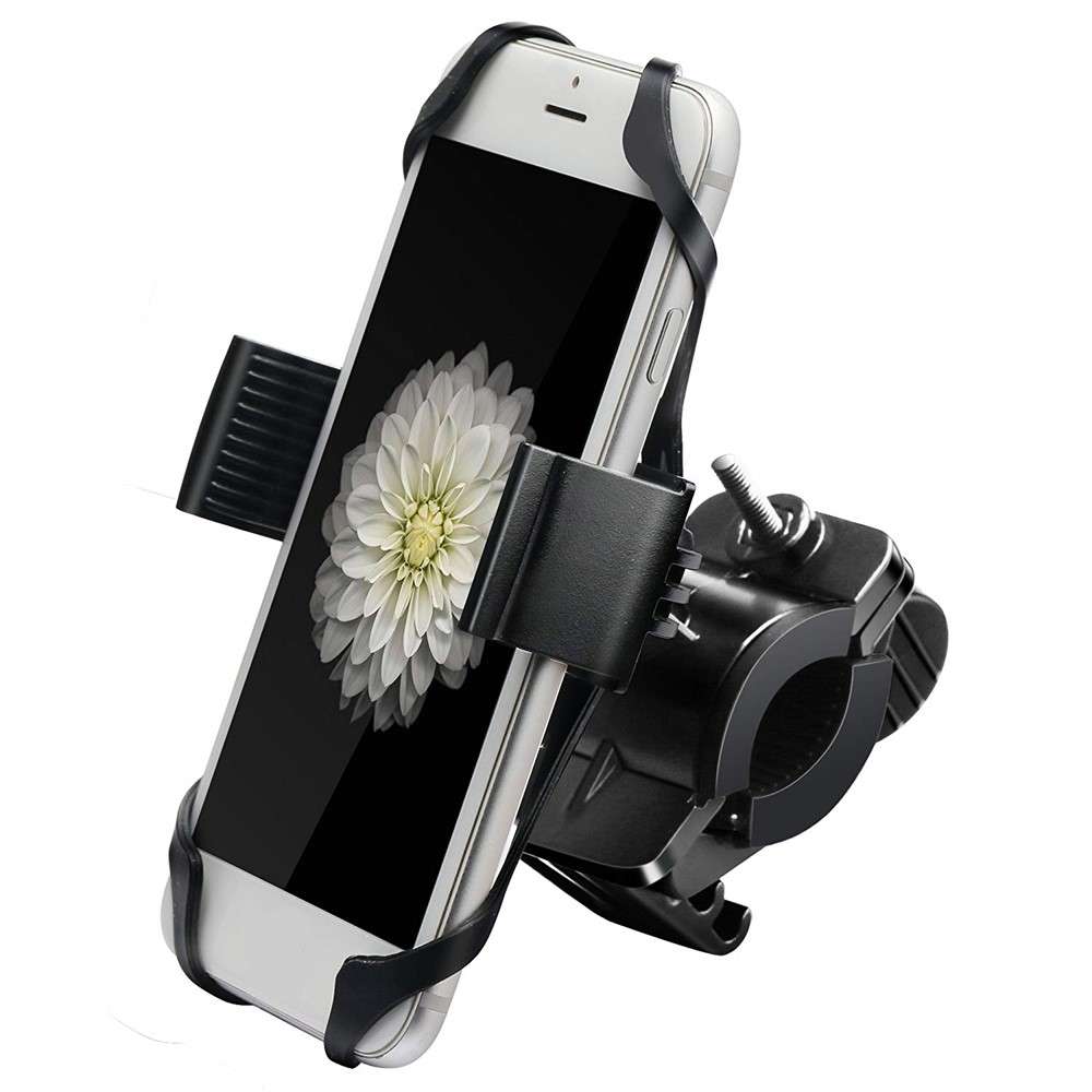 15-22mm Bicycle Motorcycle Handlebar Mount 360 Degree Rotating Mobile Phone Holder Bracket - All Bla