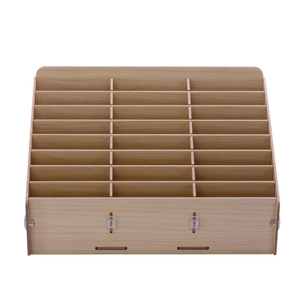 BG6039 Wooden 24-Grid Desktop Supplies Organizer Multi-functional Storage Box - Apricot
