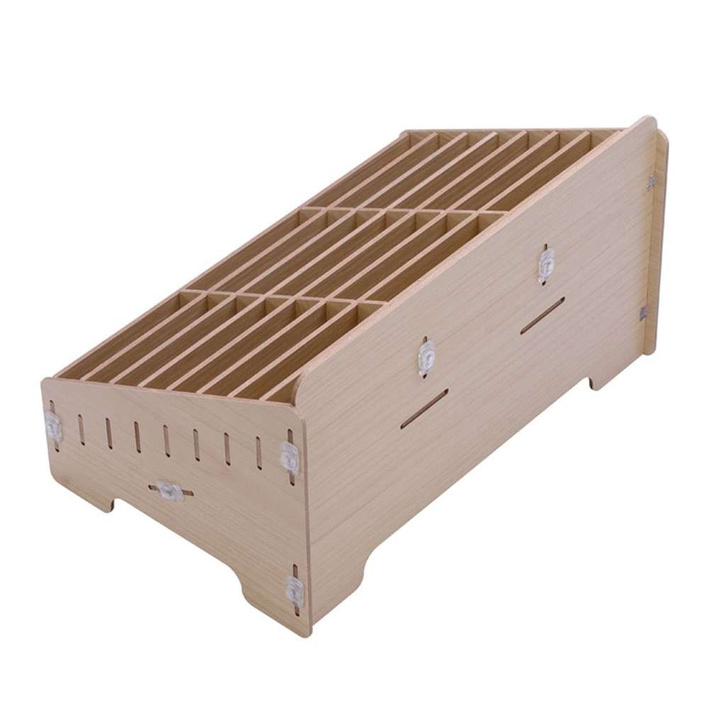 BG6039 Wooden 24-Grid Desktop Supplies Organizer Multi-functional Storage Box - Apricot