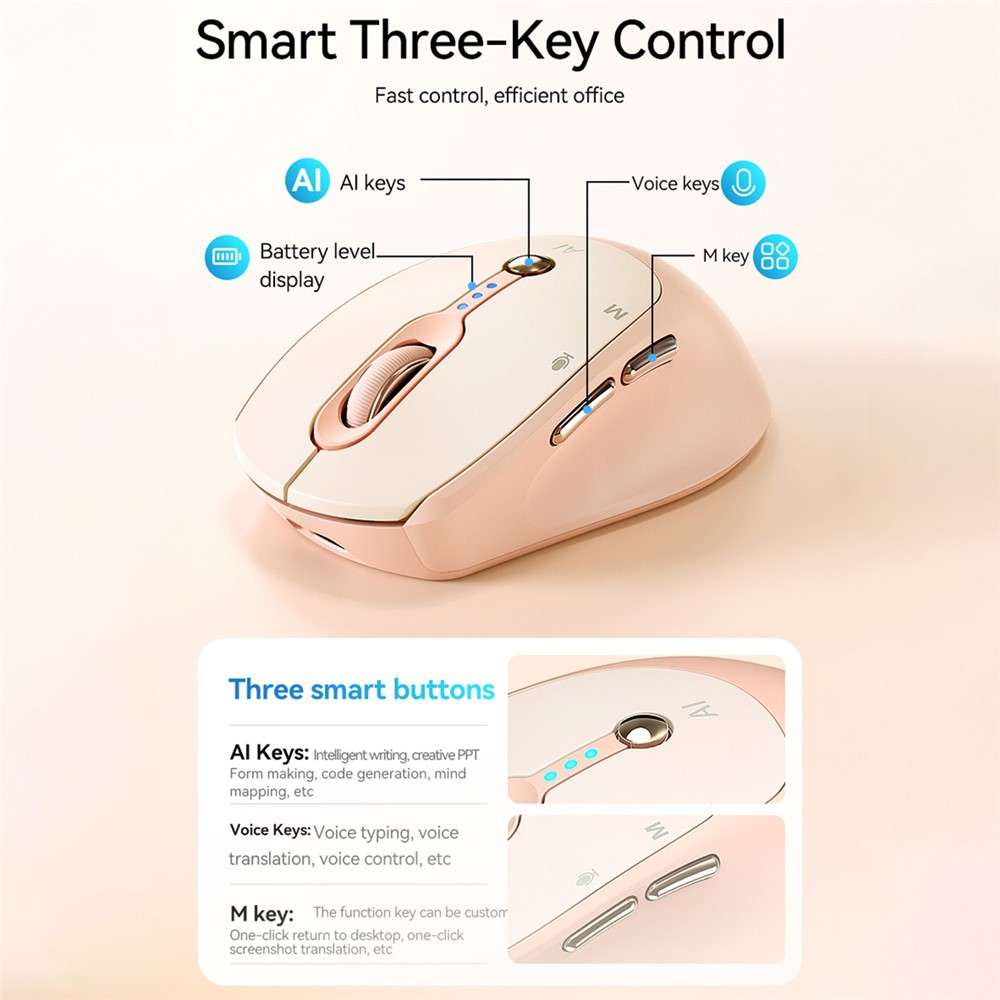 T-WOLF M7 AI Voice Smart Mouse Multi Language Translation Dual Mode Bluetooth-compatible Wireless Mo