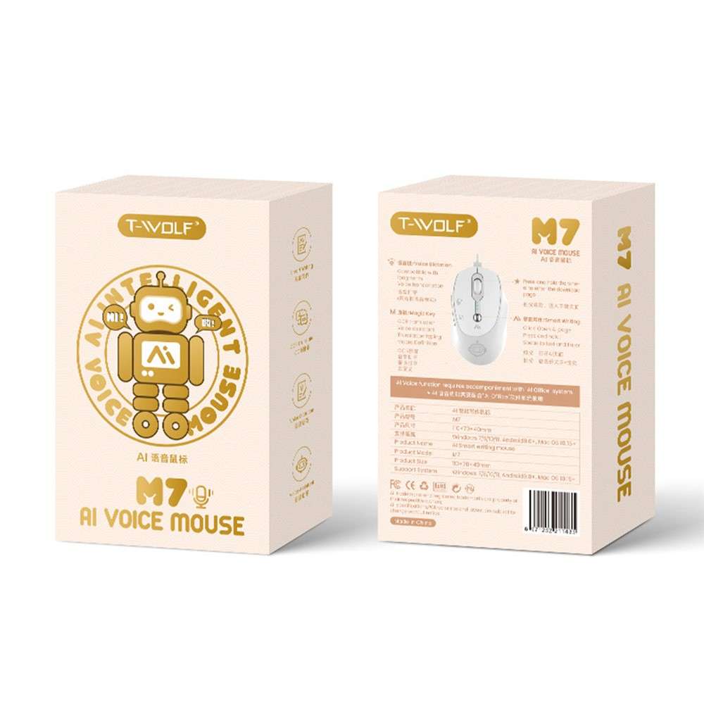 T-WOLF M7 AI Voice Smart Mouse Multi Language Translation Dual Mode Bluetooth-compatible Wireless Mo