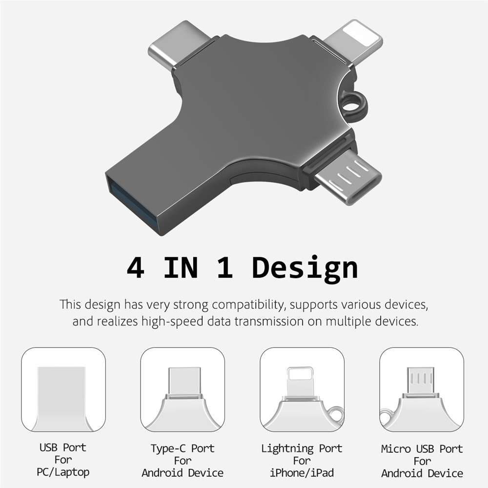RICHWELL R-SZPM 256G 4-in-1 USB Flash Drive Fast Read and Write Speed USB 3.0 External Storage Thumb