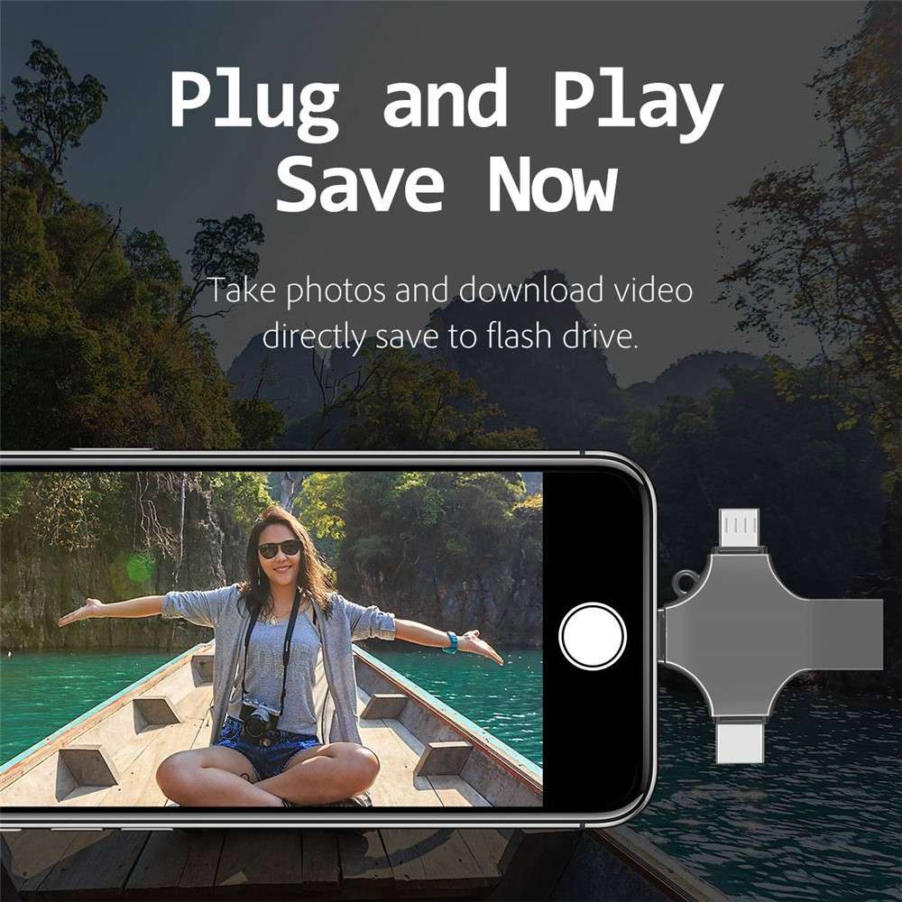 RICHWELL R-SZPM 256G 4-in-1 USB Flash Drive Fast Read and Write Speed USB 3.0 External Storage Thumb