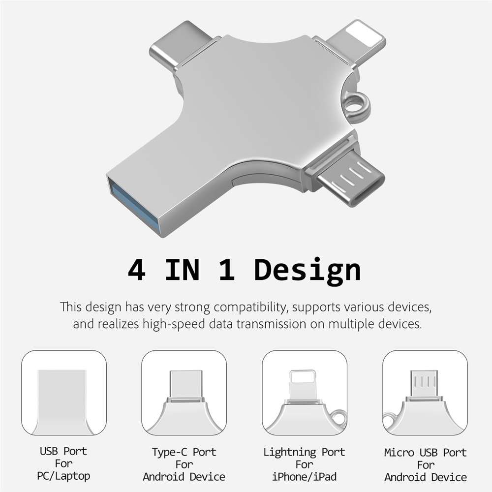 RICHWELL R-SZPM 256G 4-in-1 USB Flash Drive Fast Read and Write Speed USB 3.0 External Storage Thumb