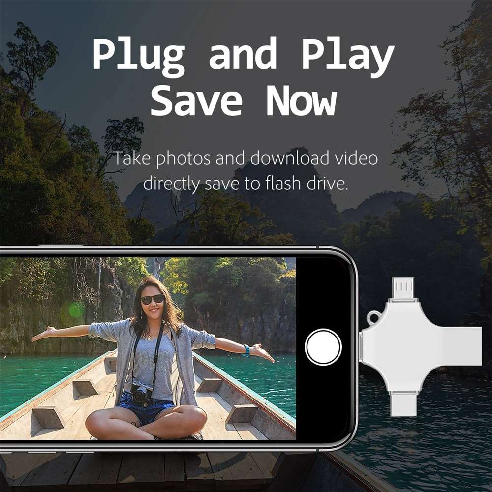 RICHWELL R-SZPM 256G 4-in-1 USB Flash Drive Fast Read and Write Speed USB 3.0 External Storage Thumb