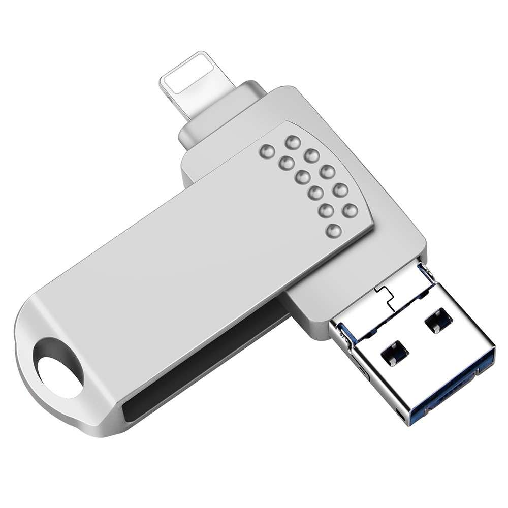 RICHWELL 16GB Plug and Play Memory Stick 3 in 1 USB 3.0 Flash Drive for iPhone Android - Silver